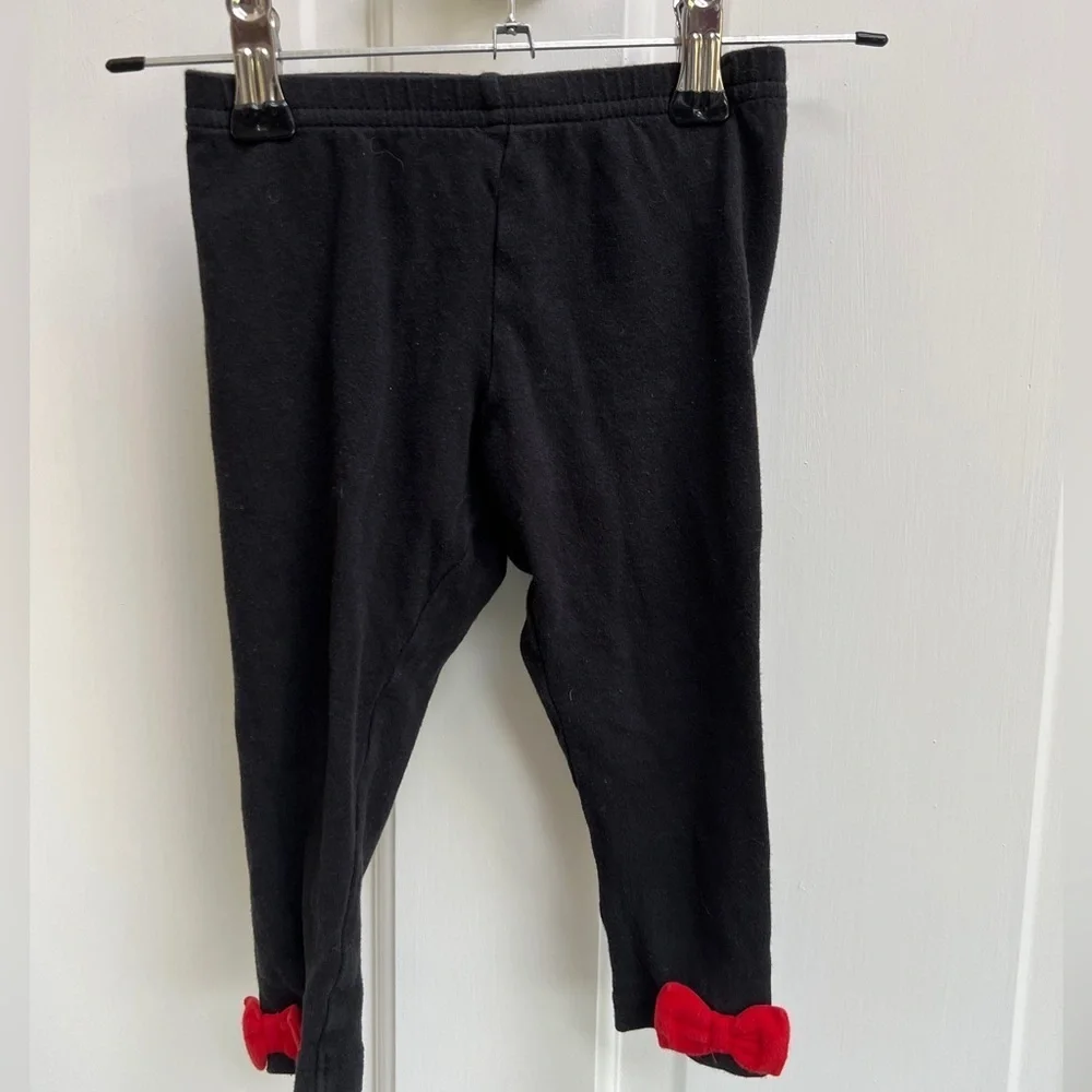 Carter’s 24M Black Girls Stretch Leggings Pants with Red Bows